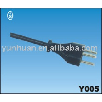 Ac cords swiss type plug 3pin power cable